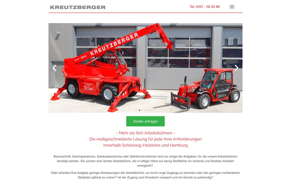 Webseite von kreutzberger