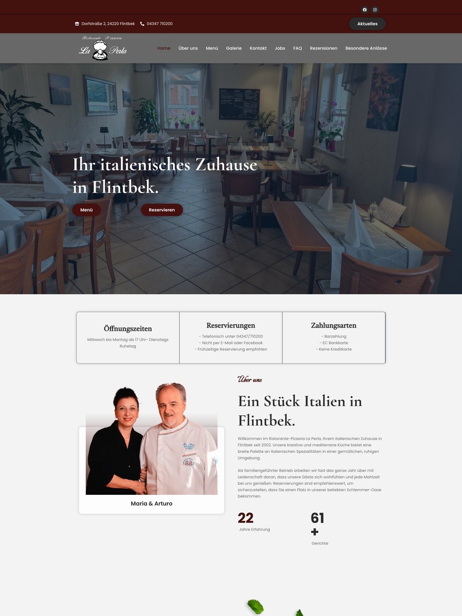 Webseiten-Projekt Ristorante La Perla